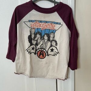 Rowdy Sprout Aerosmith Kids Raglan Shirt - White and Maroon